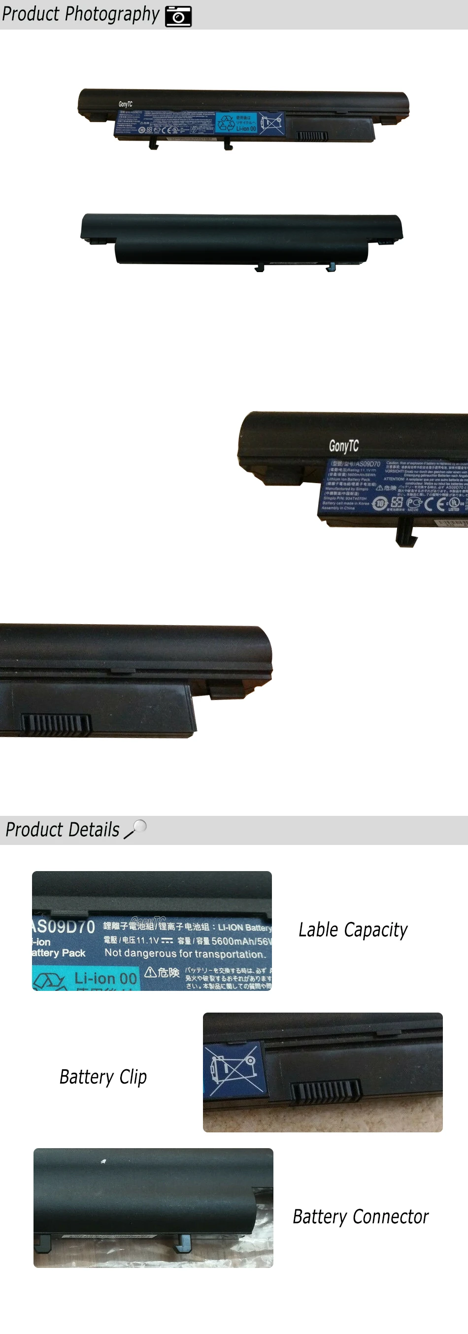 GONYTC AS09D70 аккумуляторная батареядля ноутбука acer AS09D56 AS09F34 AS09D71 для Aspire Timeline 3810 т 4810 5810 т 4810 5810 8471 8471G 8571