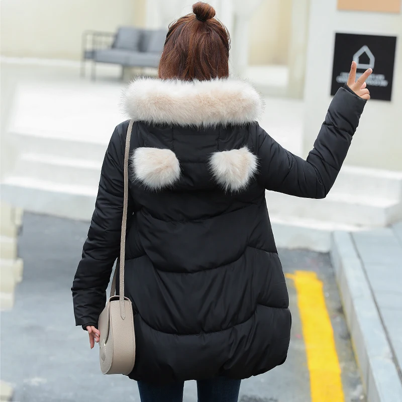

Nicesnowl Fashion Winter Coat Women Jackets Thick new Down Parkas Fur Hooded Cotton Long Coats Warm Windbreaker Female Outwear