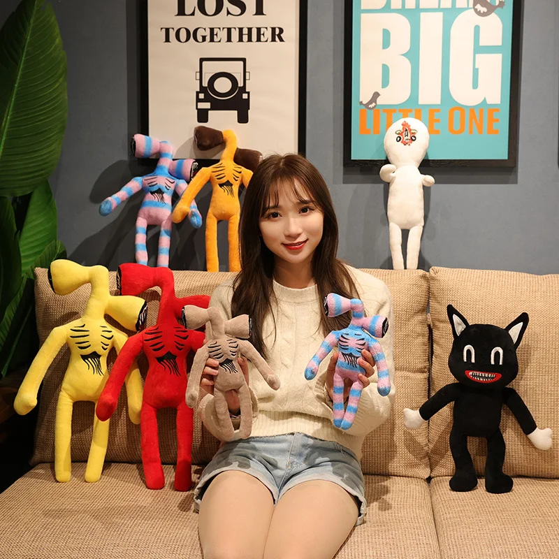

New Hot Sale Anime Plush Doll Toys Scary Color Stripes Sirenhead Cat Soft Cartoon Stuffed Kids Boy Baby Girl Birthday Gifts