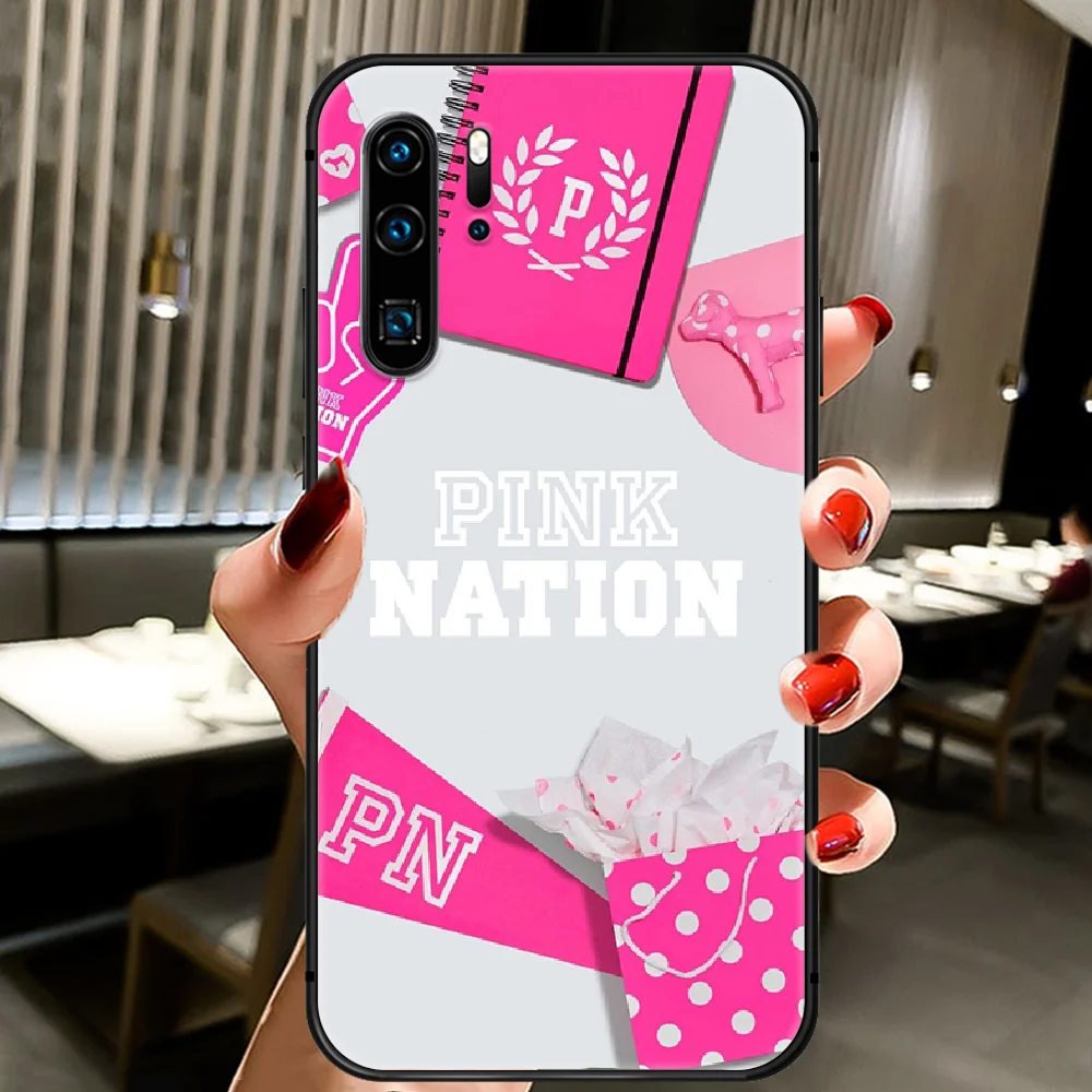 

Fashion Brand Pink Nations Phone Case Cover Hull For Huawei P8 P9 P10 P20 P30 P40 Lite Pro Plus Smart Z 2019 black Back Silicone