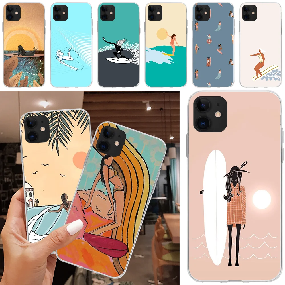 Доски для серфинга девушки DIY Роскошный чехол телефона IPhone 5C 5 5S SE 7 8 Plus X XS XR MAX 11 Pro