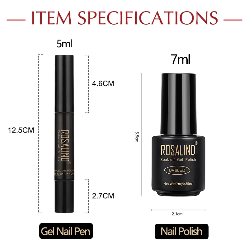 Неоновая гелевая ручка ROSALIND для ногтей полуперманентный лак эмалированная база