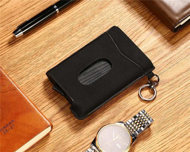 Bisi Goro RFID Блокировка кредитный держатель для карт Anit-theft кошелек карта для мужчин и женщин автоматический всплывающий Чехол для карт кожаный держатель для ID