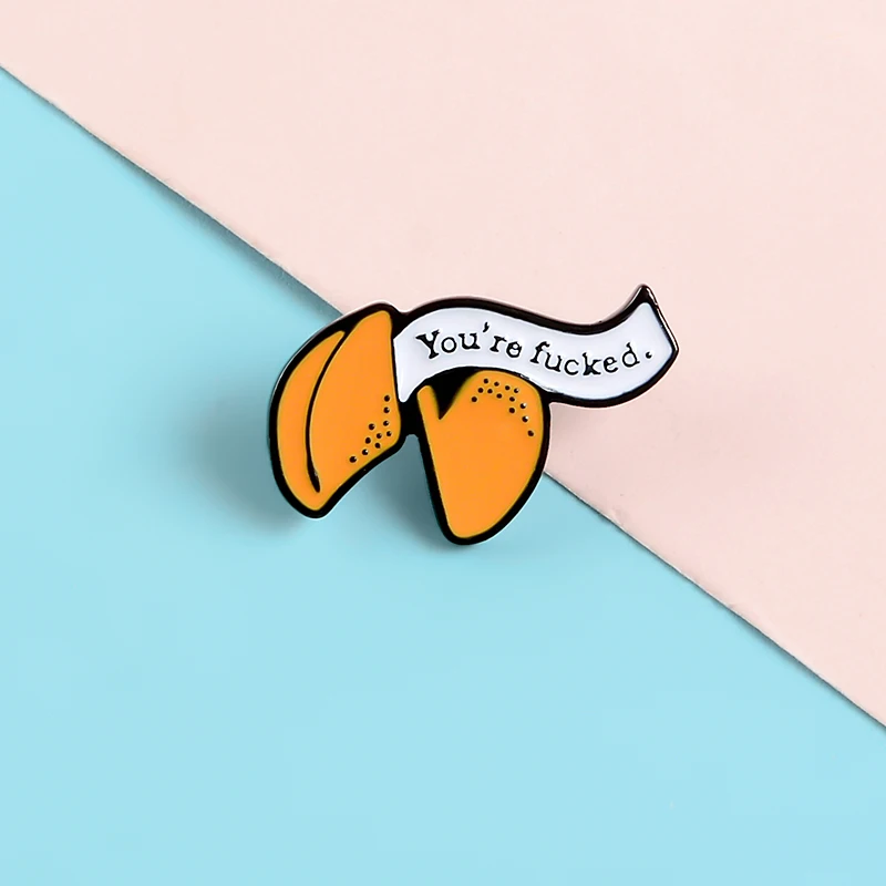 Мультфильм баннер эмаль булавки Вы F... Броши нагрудные булавка рубашка мешок