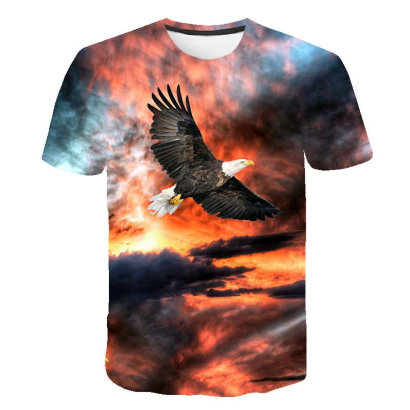 

New Summer 2022 Harajuku Men's 3D Short Sleeve T-shirt Popular Eagle Print Shirt Hip Hop Breathable Large Size