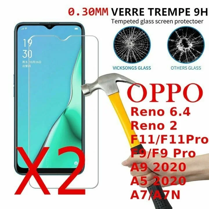 

Protection Ecran Pour For OPP0 A9 2020 A7 A5 Reno 2 Vitre Verre Tremp Anti Choc