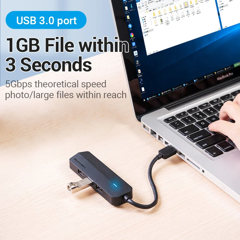 Звуковая карта 2 в 1 USB 3 0-концентратор Vention порта внешний стерео аудио адаптер 5 мм
