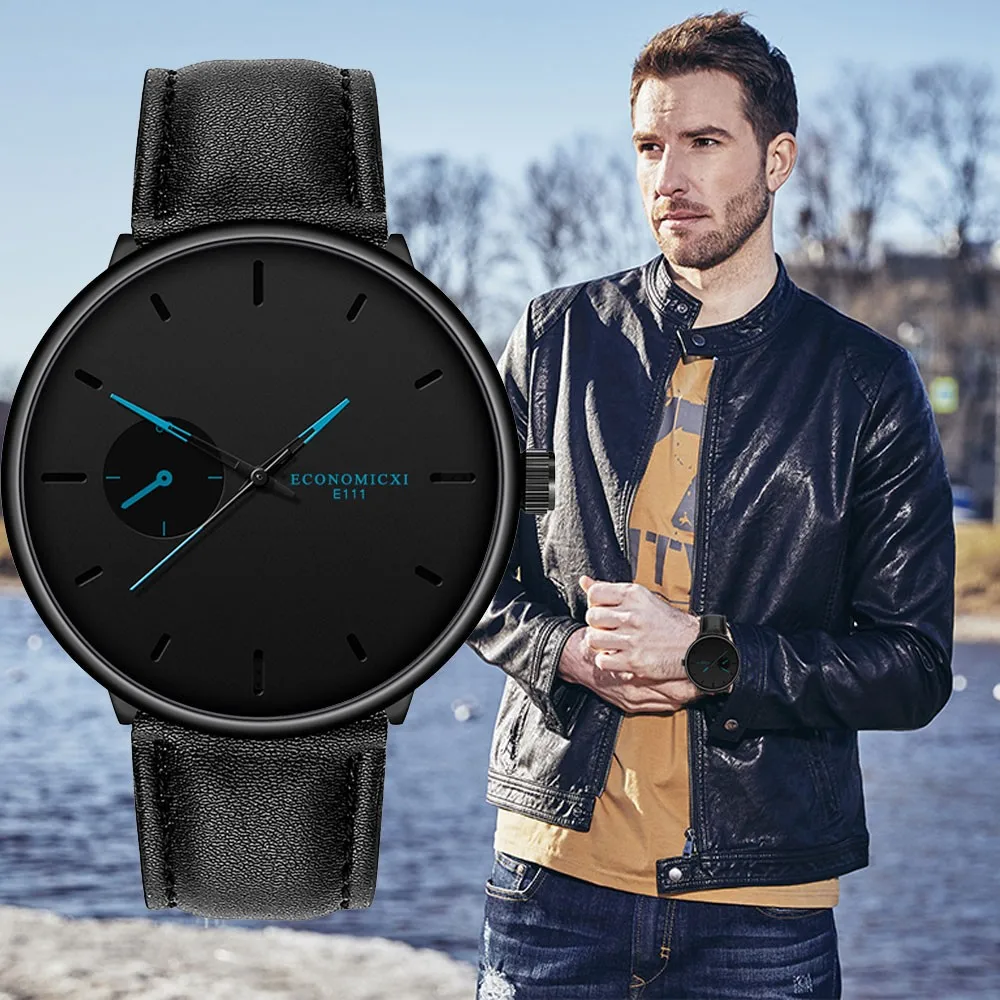 Мужские часы Relogio Masculino простые геометрические круглые с ручным столом Montre