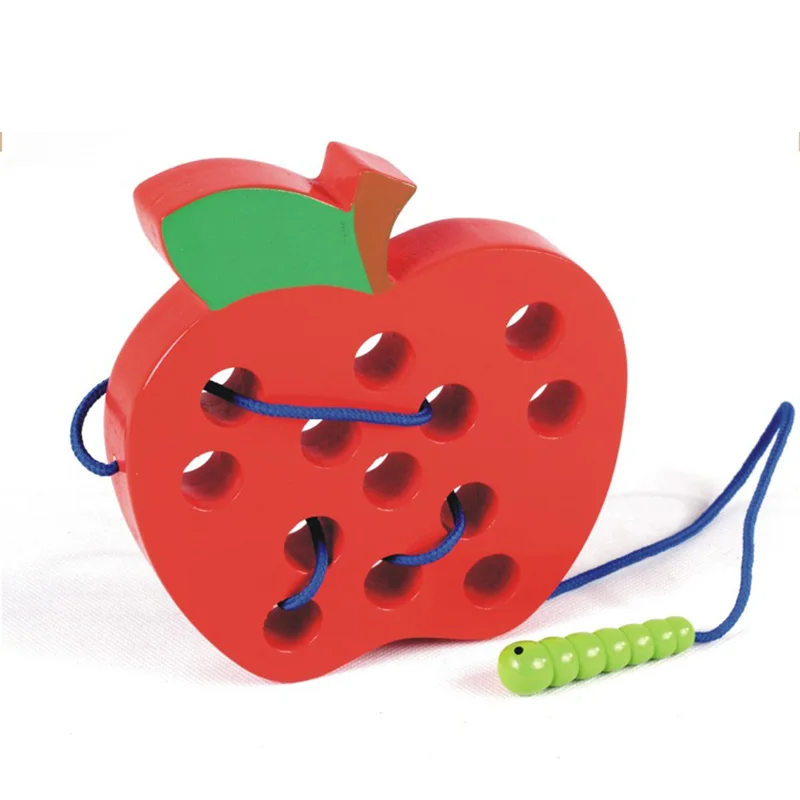 Детские развивающие игрушки веселые деревянные червь съесть фрукты яблоко груша