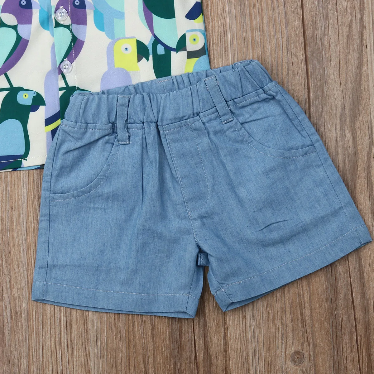 Summer Infant Boys Baby Kids 1-5Y Clothes Sets Short Sleeve Parrot Print Shirts Tops Shorts Pants Outfits | Детская одежда и обувь