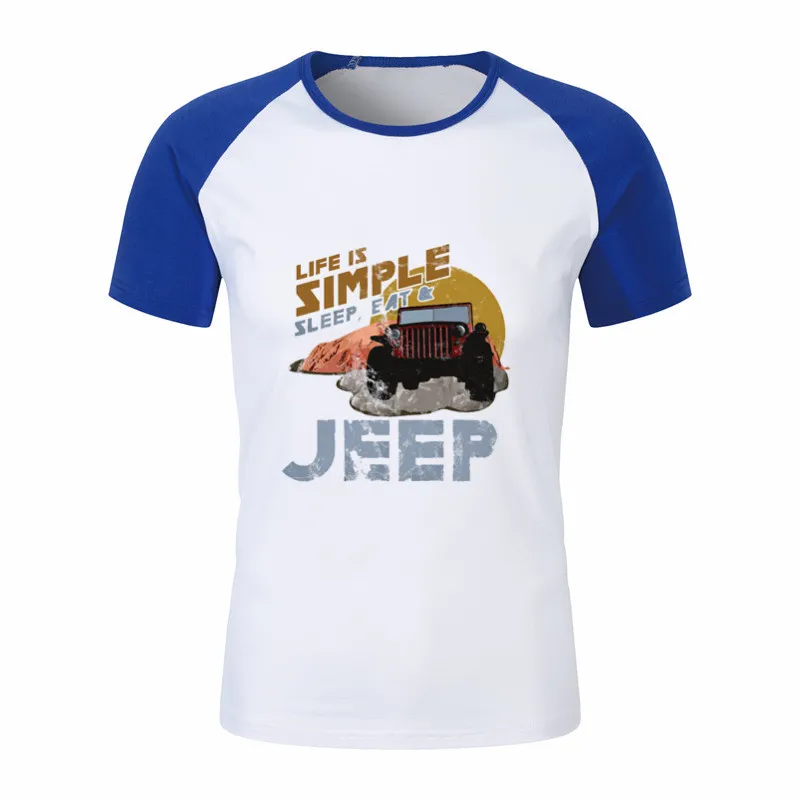 Jeep Графические футболки, рубашка с аркадным принтом, Мужская футболка, Повседневная футболка с коротким рукавом, Мужская Уличная одежда - Цвет: P1774A-blue