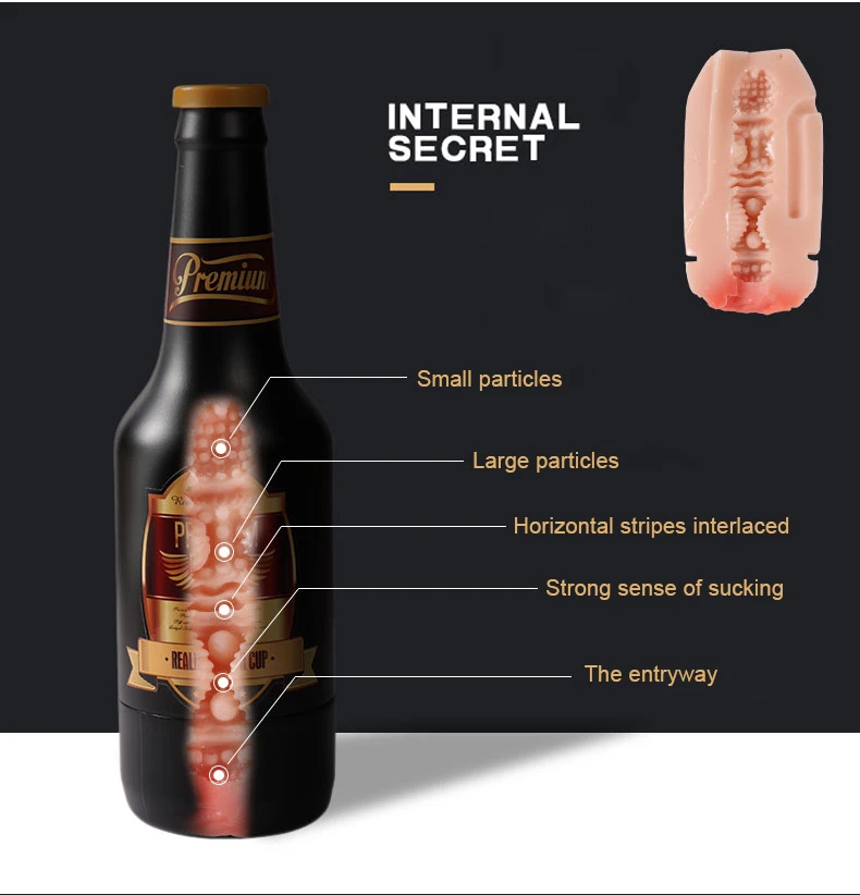 Портативная для пивных бутылок Вагина Мужской мастурбатор мягкая оральная