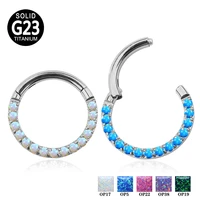 g23 titanium hinged segment hoop opal stone nose ring clicker labret ear tragus cartilage daith helix earring piercing jewelry