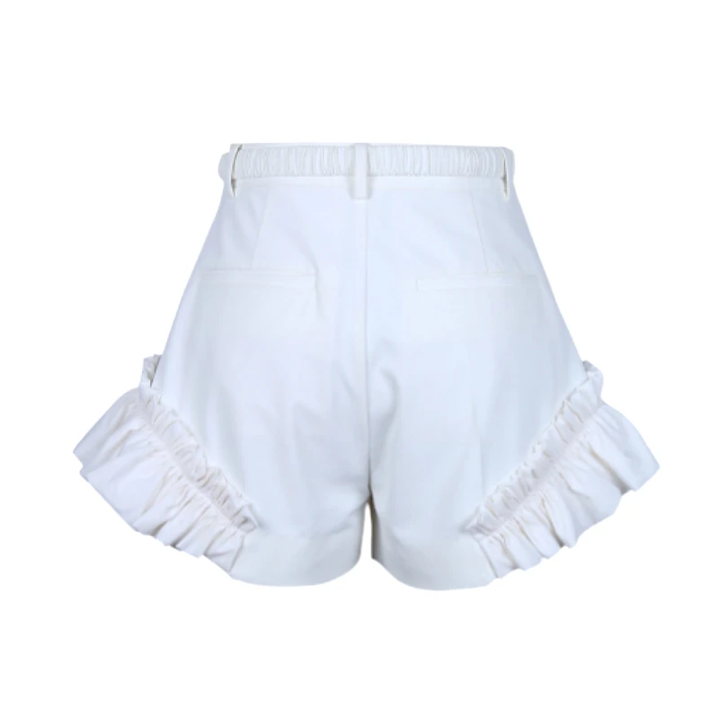 

Summer Fashion Ruffles Patchwork White Shorts for Women Chic Contrast Color Design Hot Pants 2021 High Waist Pantalones Mujer