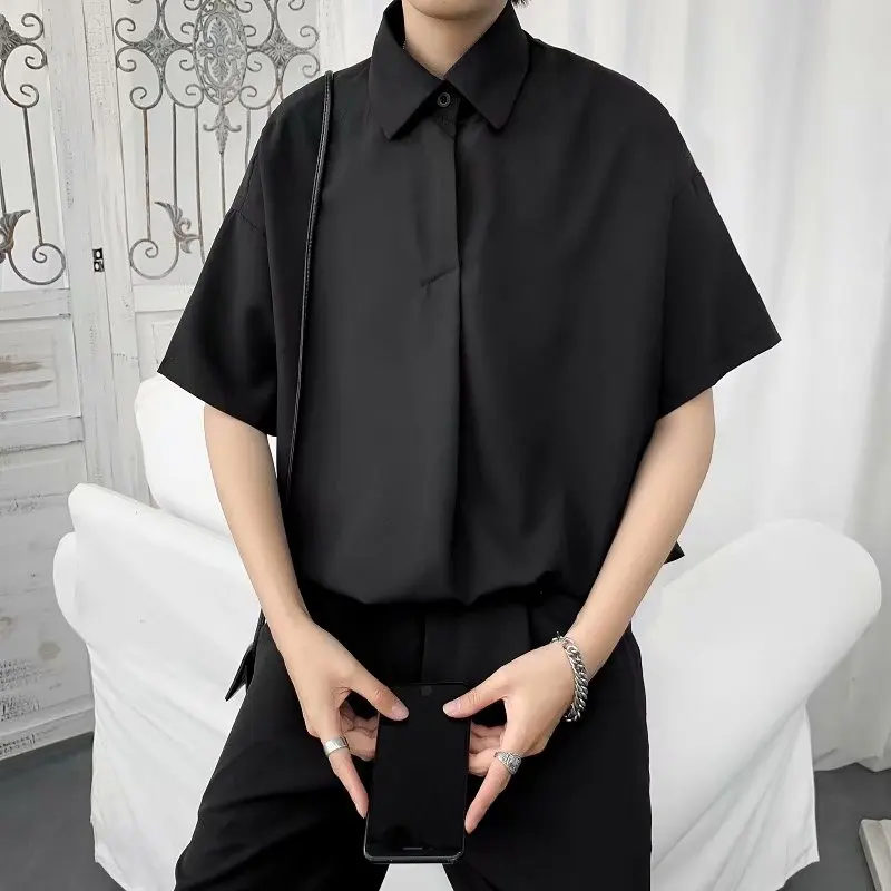 

Summer Ins Hong Kong Style Thin Short Sleeve Shirt Men's Korean-Style Trendy Couple Loose Harajuku Half Sleeve Outerwear Shirt