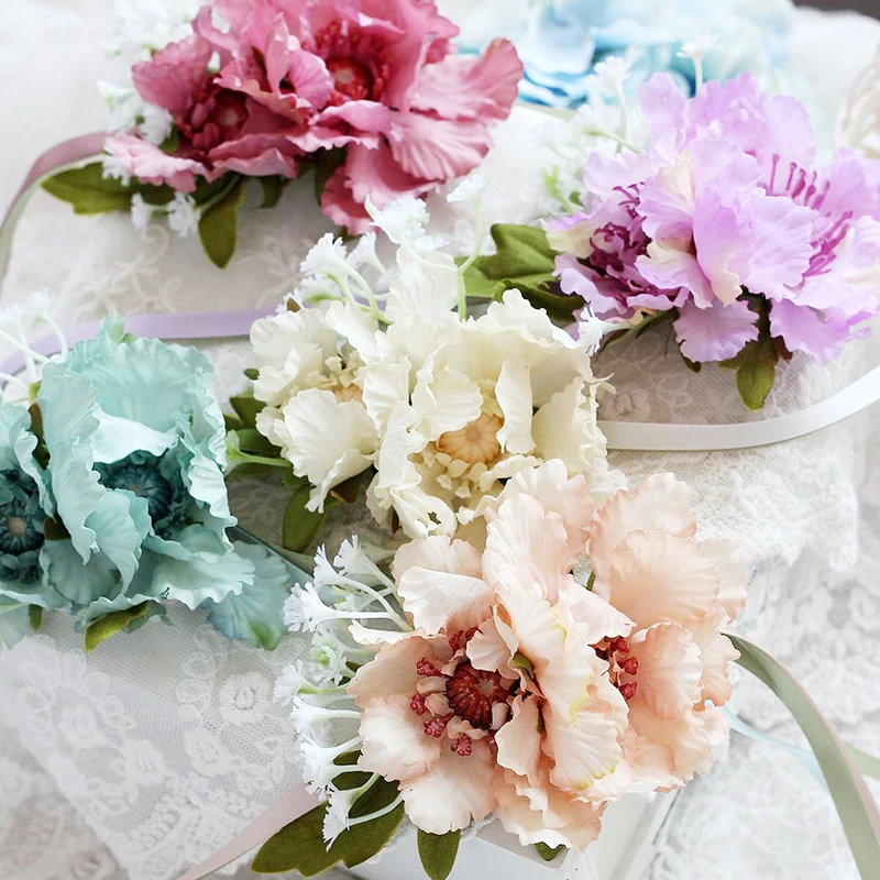 Браслет с цветами для девочек аксессуары невесты браслет ручной работы