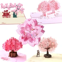 3d pop up birthday cards invitation cherry blossoms gift card with envelope thank you laser cut christmas blank spring card