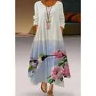 Платье женское вечернее длинное с длинным рукавом и цветочным принтом