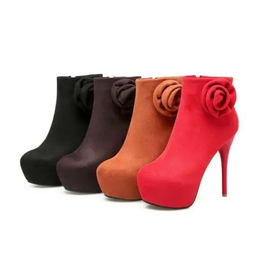 

Womens Nightclub High Stiletto Platform Round Toe Side Zip Ankle Boots Plus Size