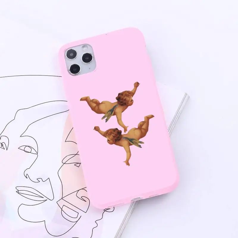 

Renaissance cute retro angel Phone Case Candy Color for iPhone 6 7 8 11 12 s mini pro X XS XR MAX Plus
