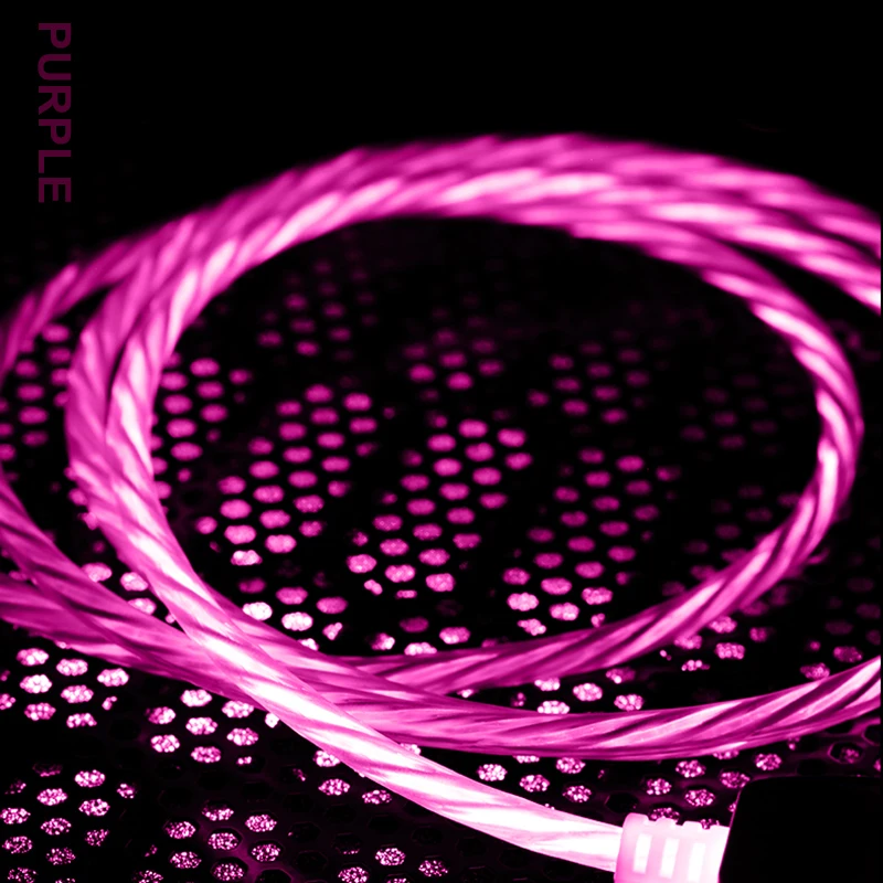 Розовый Светодиодный кабель Micro USB, светящийся, видимый светильник, люминесцентный, 3,0, зарядный шнур, USB кабель type-C для samsung, Xiaomi, huawei, iPhone - Цвет: Розовый