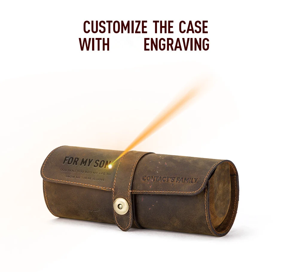 

Customized Lettering Personalized Gifts Luxury Watch Portable Storage Bag Cowhide Low-key Clock Travel Boxes Can In 3 Watches