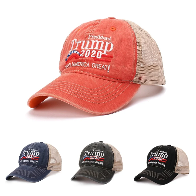 

Trump 2020 US Election Campaign Baseball Cap Washed Embroidered Mesh Hat Headwear Unisex Casual Streewear Donald