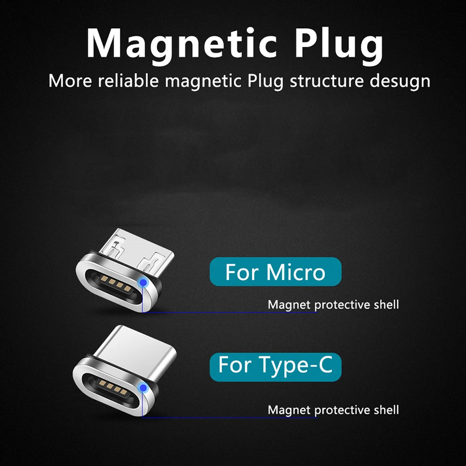 Круглый Магнитный кабель Тип C Micro USB 8 pin вилки Быстрая Зарядка адаптер телефон
