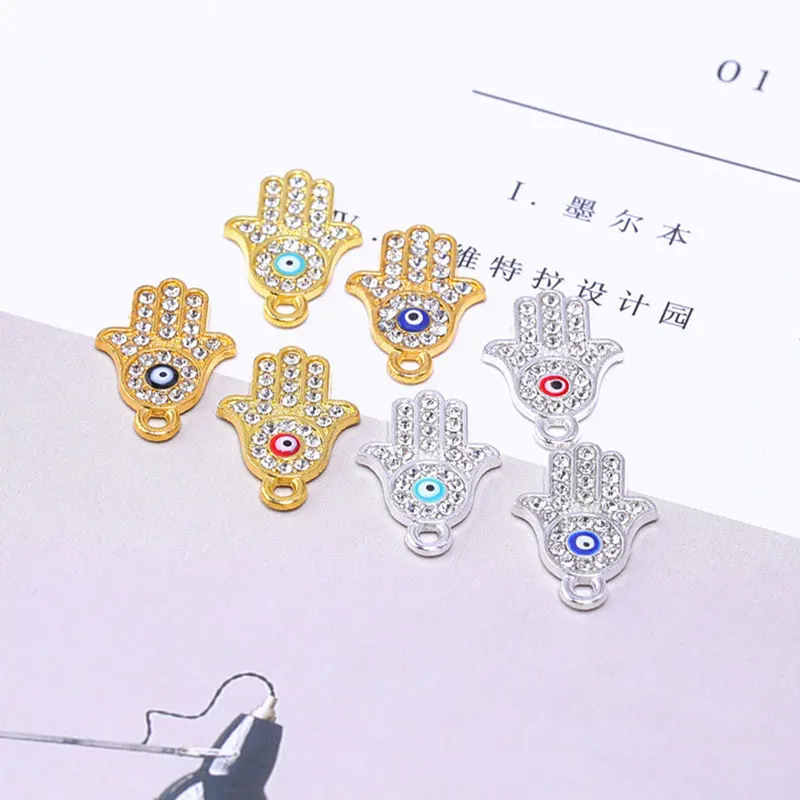 10 шт./лот подвеска с подвеской в виде глаз хамсы со стразами ювелирное изделие
