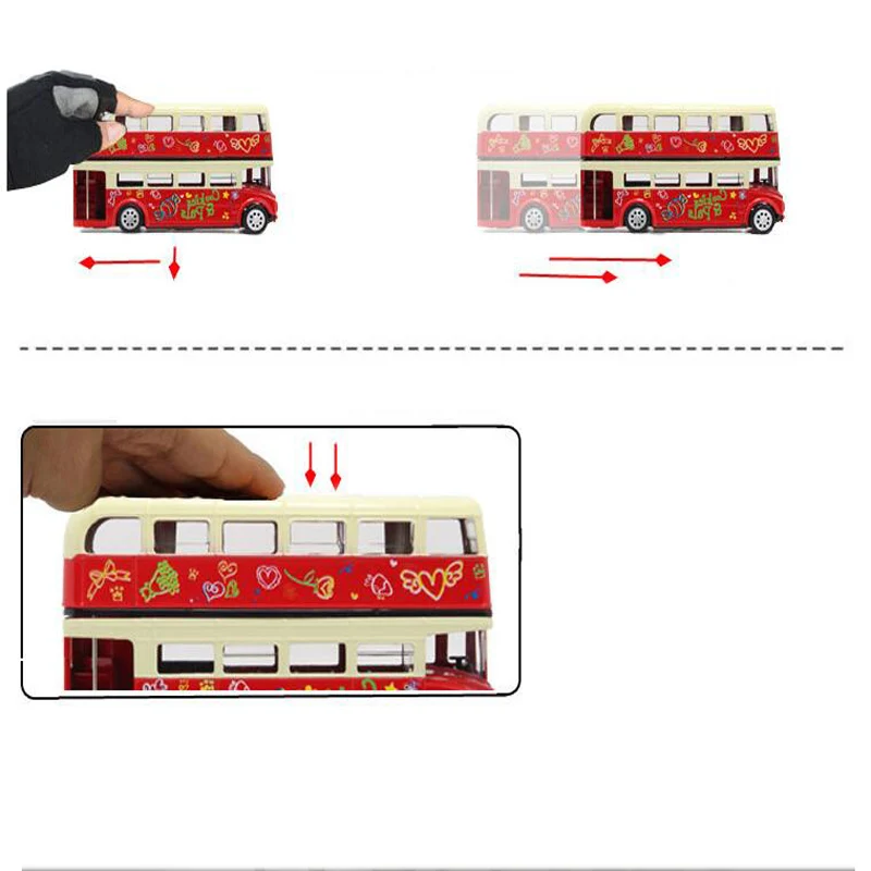 1:28 Simulation Alloy Car Double-Decker Bus Toy Sound And Light Sightseeing Model Children's Educational Toys Gift | Игрушки и хобби