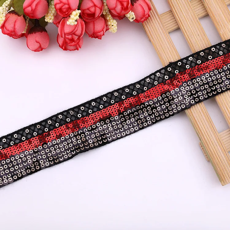 3.8cm multi color Sequin embroidery lace high-quality clothing accessories Intercolor mesh yarn sequin | Дом и сад