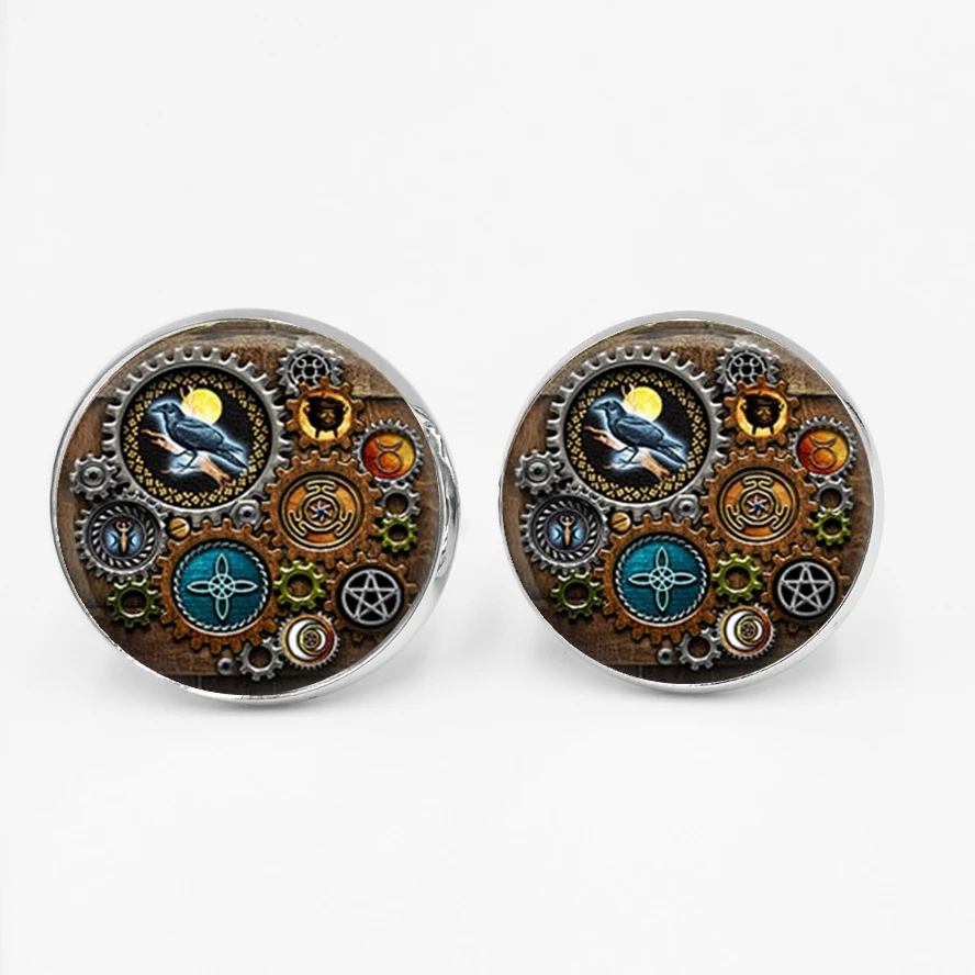 

Gothic miracle witch steampunk inspired men's shirt glass cufflinks convex cufflinks life beaded badge