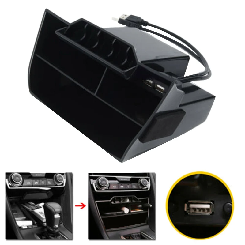 Автомобильный Центральный консольный ящик для хранения USB удлинитель Honda Civic 2016