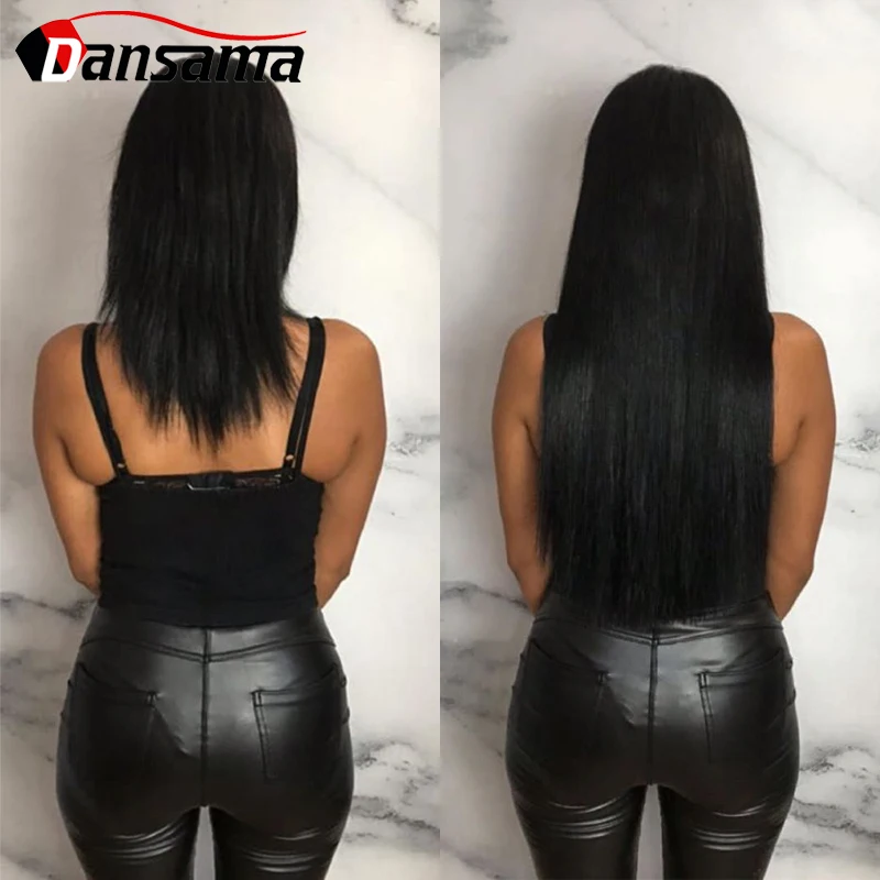 Dansama Tape Hair Extensions Natural Skin Weft Synthetic Weaving 22 Inch Double Sided Adhesive Silky Straight Black Blonde | Шиньоны и