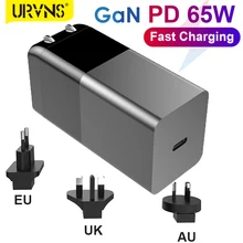 URVNS 65W GaN Wall Charger, USB C PD 65W 20W Fast Charging For TYPE C Laptops iPad Pro iPhone 12/11/XS XPS HP Lenovo ThinkPad