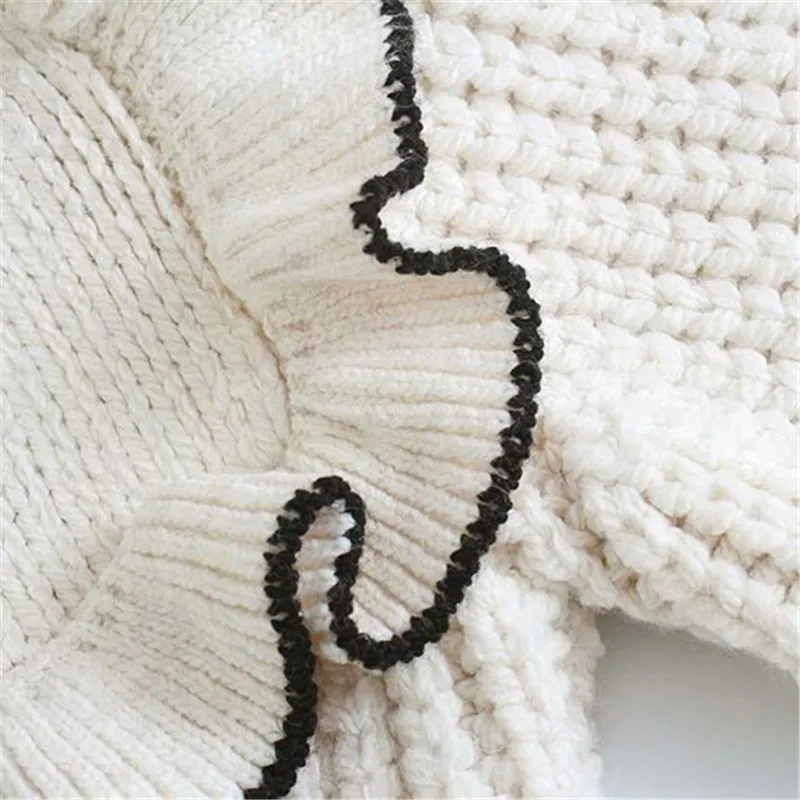 

Snican Solid Ruffle Hollow Out Bow Tie Sweater Za 2021 Women Moris Girl Tops Jumper Mujer Suteres Casual Oversize Pullover