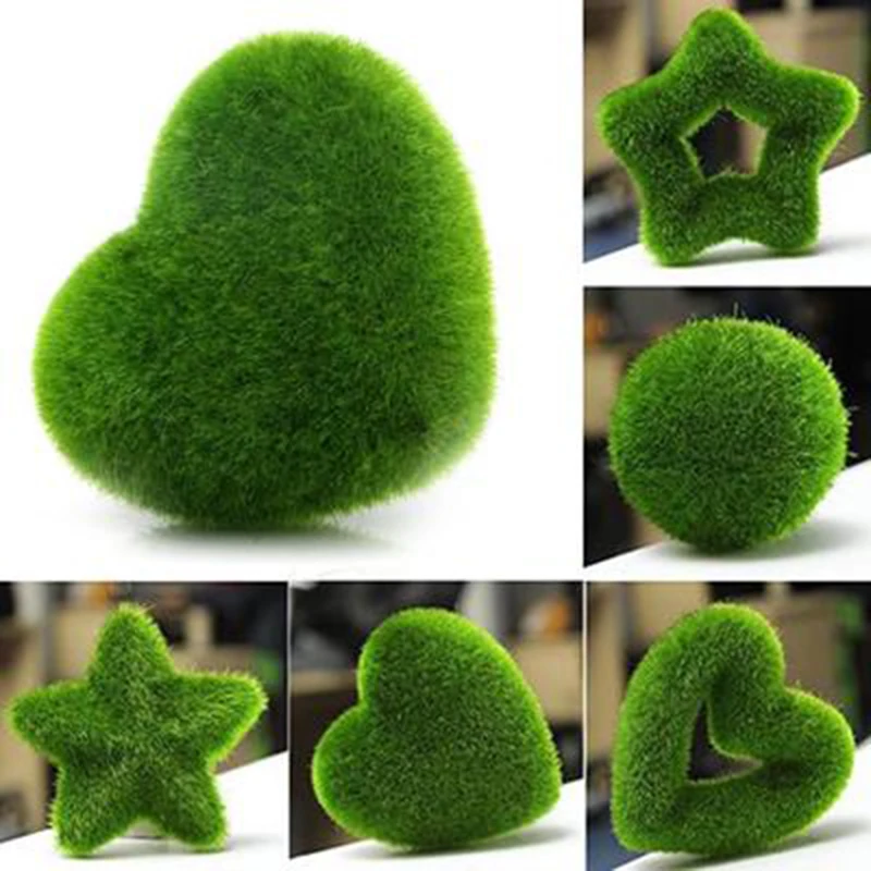 Artificial Simulation Green Potted Plant Flocking Love Heart Star Ball Bonsai Fake Flower Grass Home Garden Party Decorations |