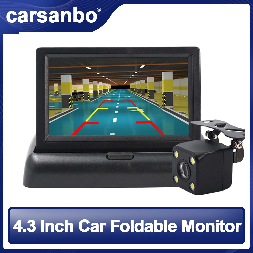 

Carsanbo 4.3 Inch Car Foldable Monitor 4 LED Rear View Camera with Receiver Optional Reversing Parking and Wireless Transmitter