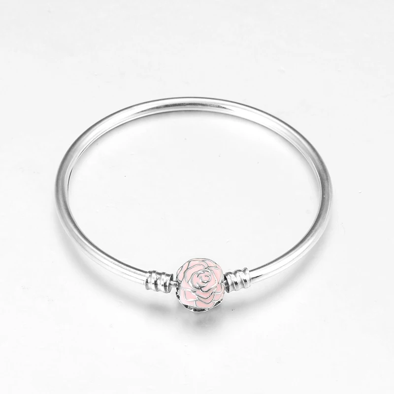 Новые очаровательные браслеты из стерлингового серебра 925 пробы с розовой розой