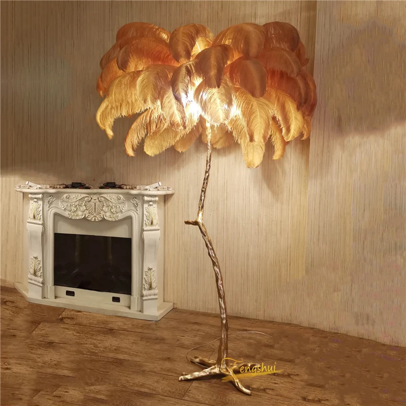 

Nordic Ostrich Feather Living Room LED Floor Lamps Living Room Bedroom Modern Interior Lighting Decor Floor Light Standing Lamp