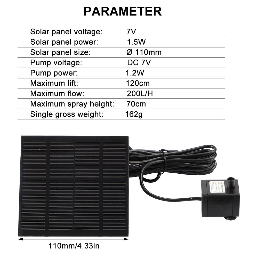 

Solar Water Fountain Garden Mini Fountain Decoration Pond Garden Sprinkler Bird Bath Power Fountain Water Pump Garden Decoration