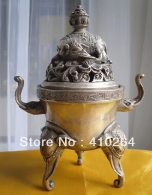 Бесплатная доставка бронзовая статуя слона симпатичная курильница |