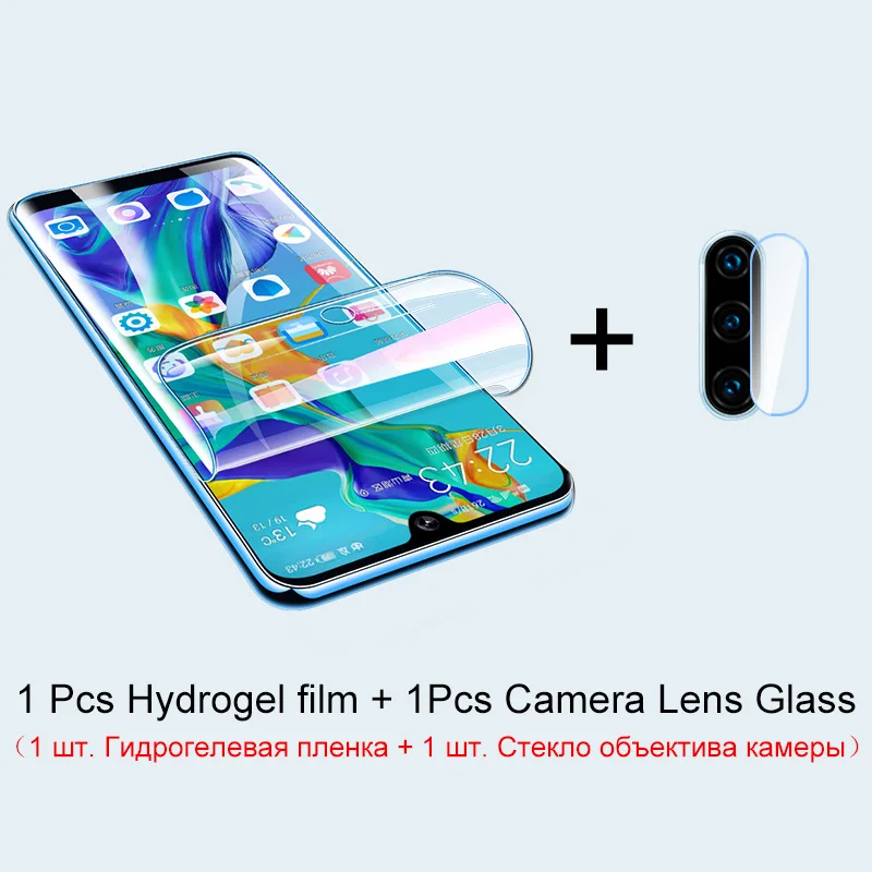 2 in 1Front and Lens 2 в 1 Гидрогелевая пленка и закаленное стекло для huawei p30 p20 lite p smart Защита экрана для huawei mate 20 30 p30 pro стекло - Цвет: 2 in 1Front and Lens