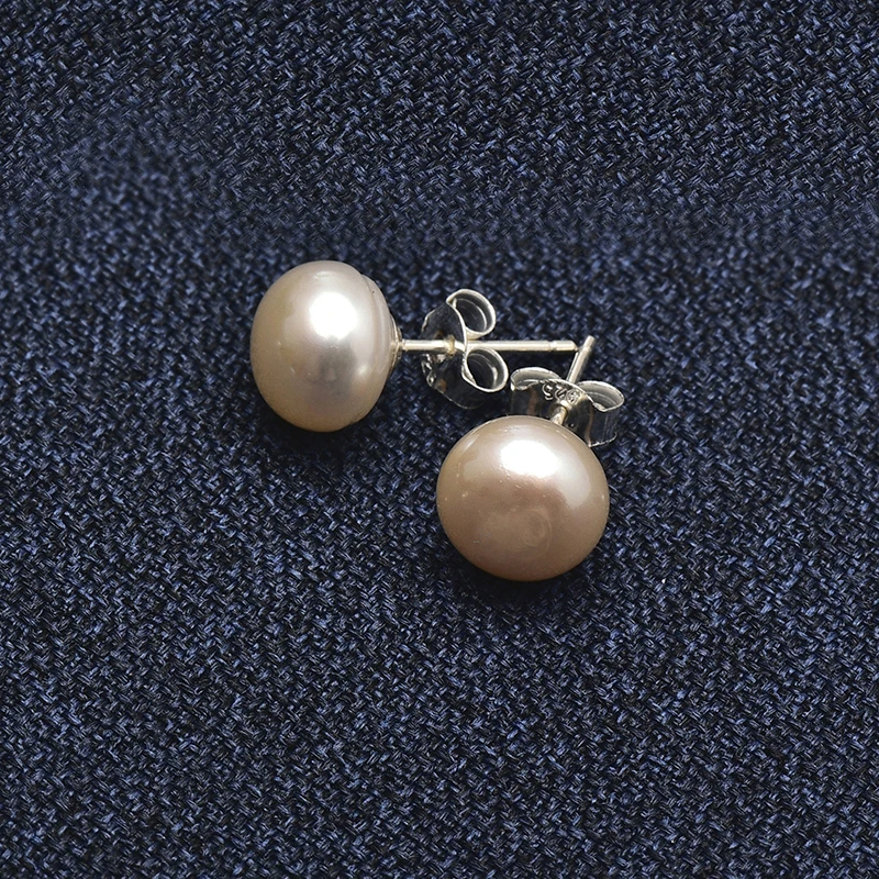 Wholesale 925 Sterling Silver 10-11mm Freshwater Orange Pearls For Making Diy Handmade Earrings Women Birthday Gifts H580 | Украшения и