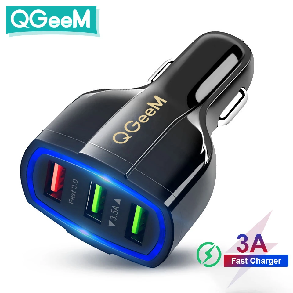 Автомобильное зарядное устройство QGEEM QC 3 0 с USB портами и поддержкой быстрой