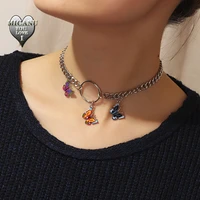 collane butterfly chains kpop fashion initial chain choker neckless claquette femme sale accessories bi%c5%bcuteria ofertas relampago