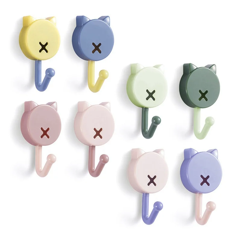

10 Pcs Cartoon Hangers Strong Adhesive Hangers Seamless Hole-free Hangers Wall Hanger