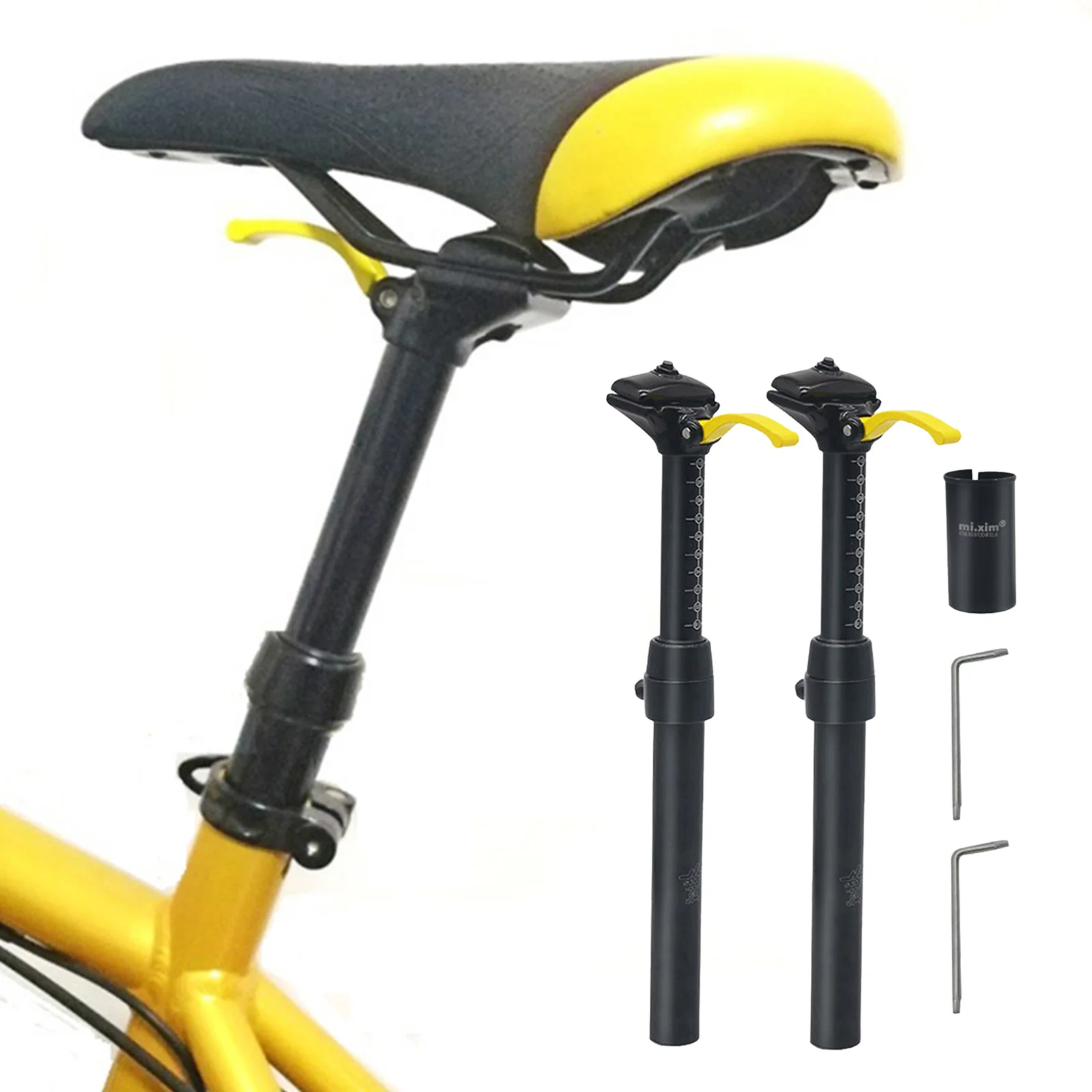 

375mm Bike Adjustable Seatpost 2 Sizes Bicycle Seat Post Saddle Support Tube Pillar Cycle Replace Parts Shockproof Support Pole