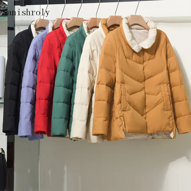 

Куртка женская короткая на утином пуху, с длинным рукавом, на осень/зиму, SE1092