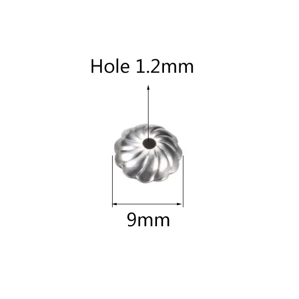 9mm Aiovlo, 50 шт./лот, нержавеющая сталь, полый цветок, бусинки, колпачки, концевые колпачки, аксессуары для рукоделия, фурнитура для изготовления ювелирных изделий - Цвет: 9mm